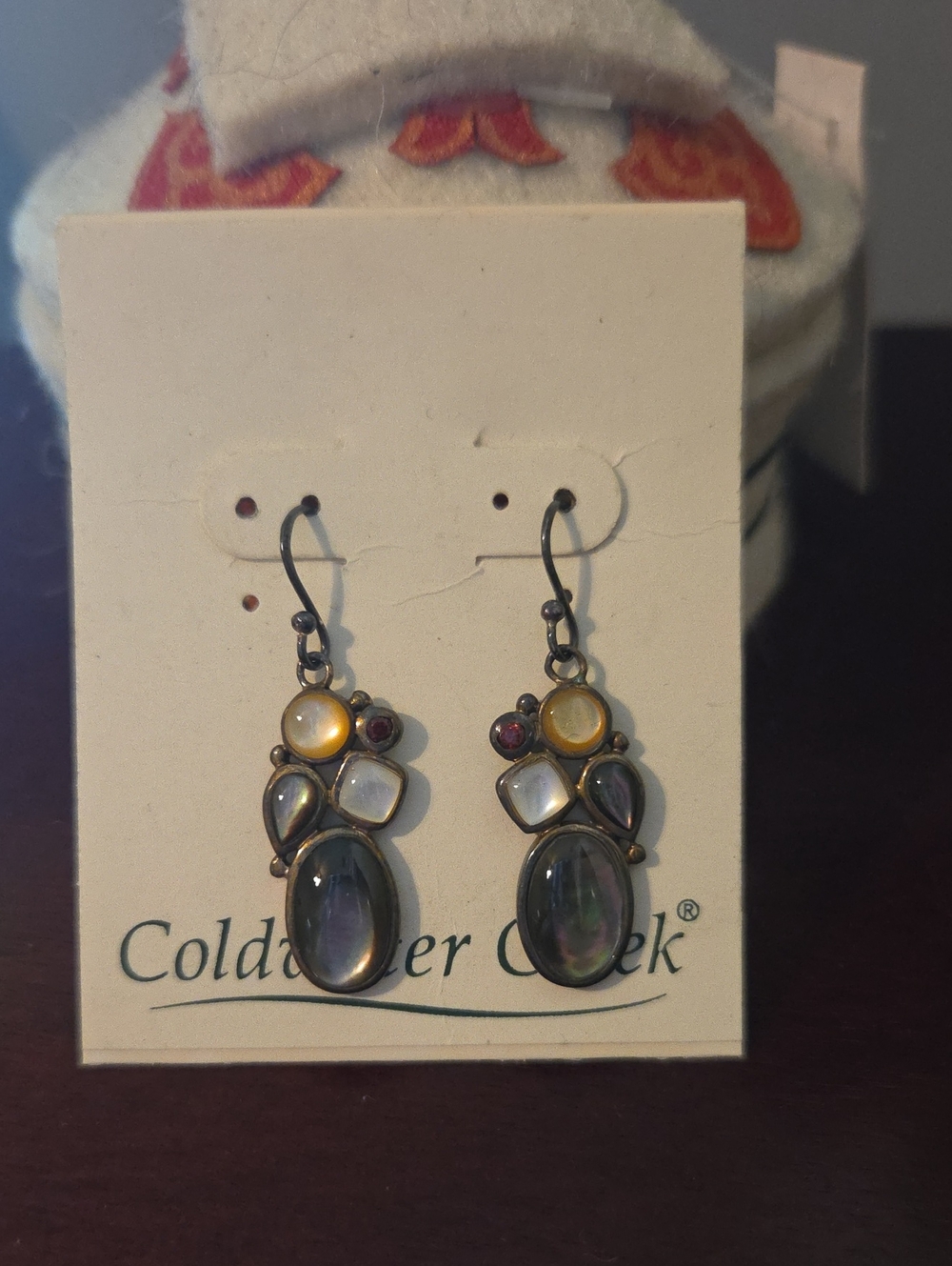 Coldwater Creek Multi-Stone Dangle Earrings in Yellow, Purple, White